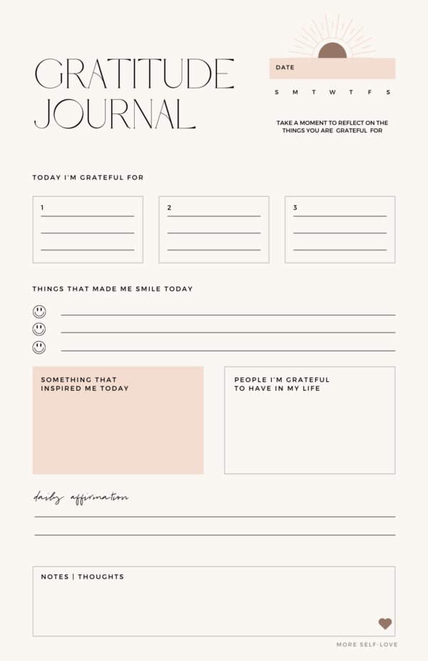 Beige Minimalist Daily Gratitude Journal A4 Document (5.5 x 8.5 in)